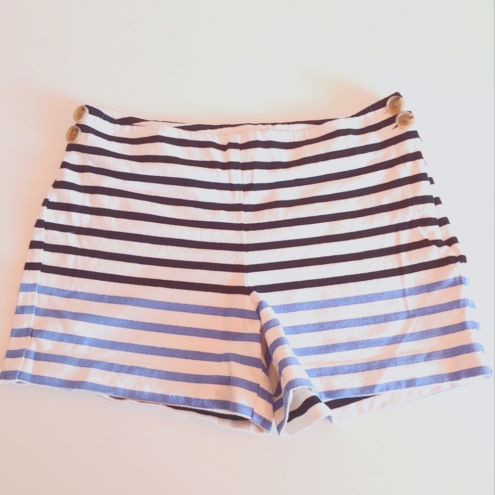 Ann Taylor LOFT. Stiped high waisted cotton shorts